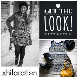 Xhilaration Tribal Print Fit & Flare Dress size XL